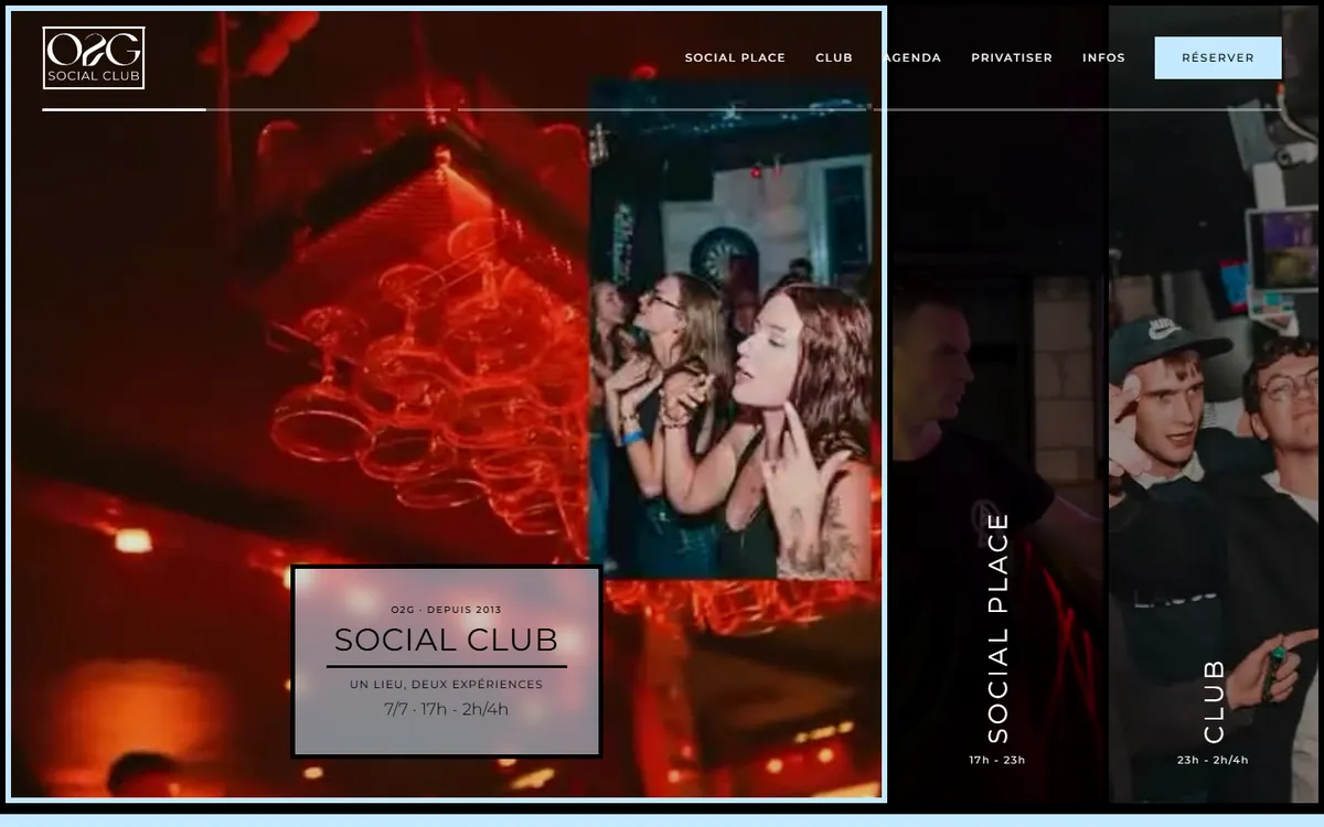 O2G Social Club, Maquette · Proposition de site vitrine