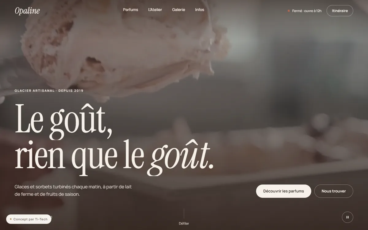 Opaline, Site concept · Marque fictive
